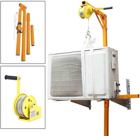 Handlier - Zelfvergrendelend beugelgereedschap, 300 kg capaciteit voor lucht- en handmatige takels, 20 m draagbaar hefgereedschap met eenvoudige installatie en afneembare ondersteuning, 1-5 ph — afbeelding 4