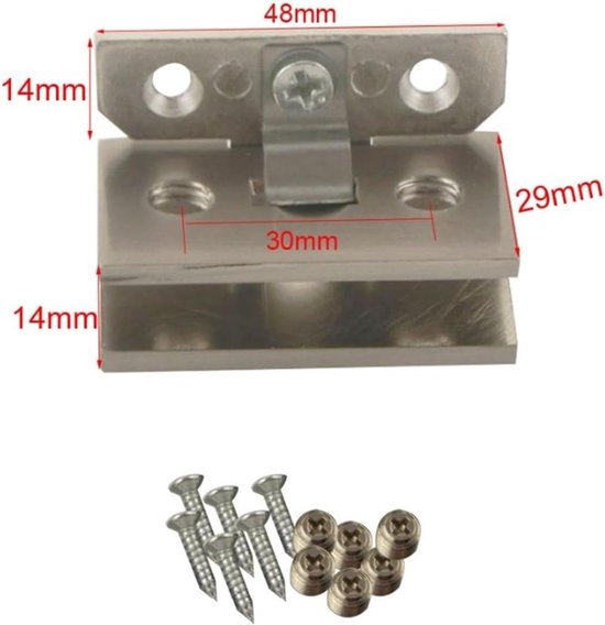 4 stuks deurscharnieren voor wand tot glas van zinklegering voor kastscharnieren van 5-8 mm voor douche en badkamer — afbeelding 2