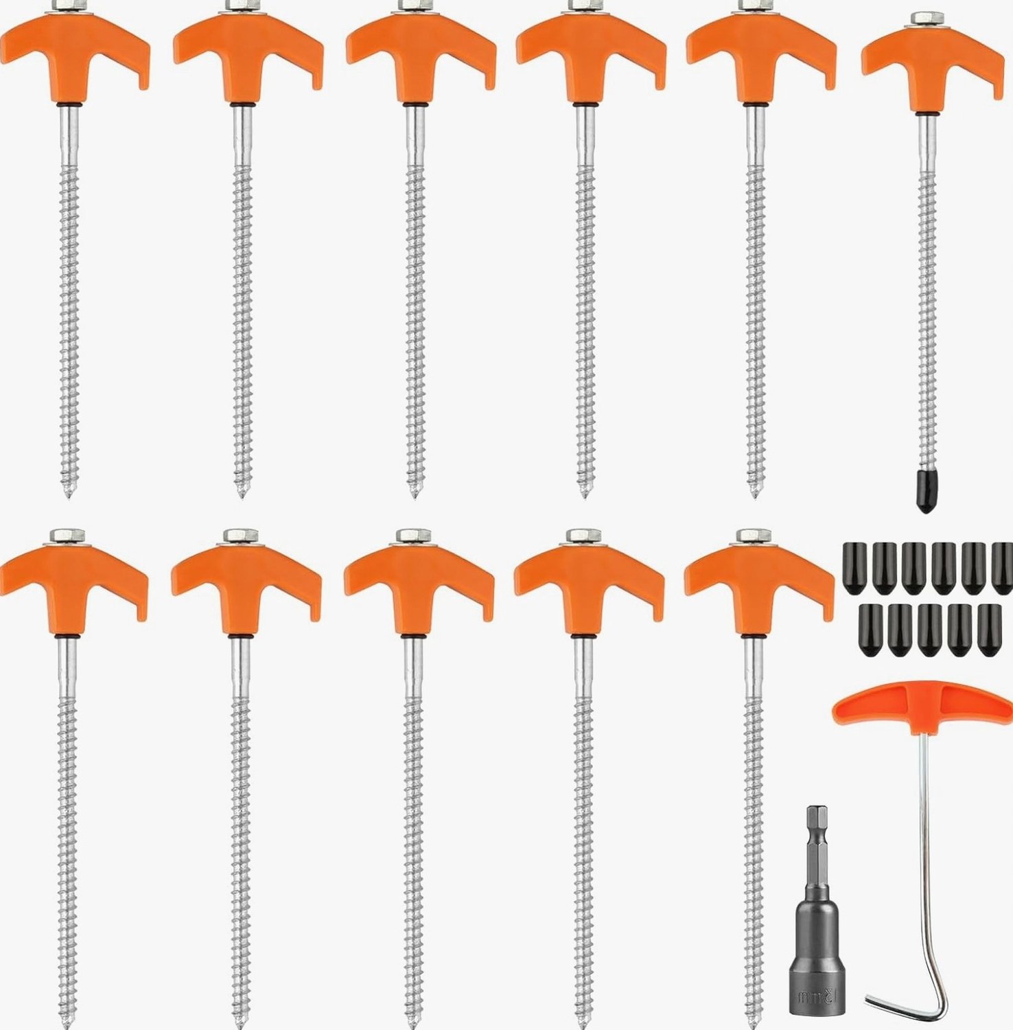 Set van 11 stevige campingharingen, 20,5 cm, voor tenten en grond
