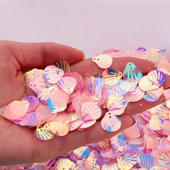 360 stuks Shell Pailletten, Shell-vorm pailletten voor knutselen Losse pailletten Cup Schillerende pailletten Handgemaakte DIY Creatieve kleur kralen Pailletten voor handwerk Huwelijksdecoratie 13mm — afbeelding 2