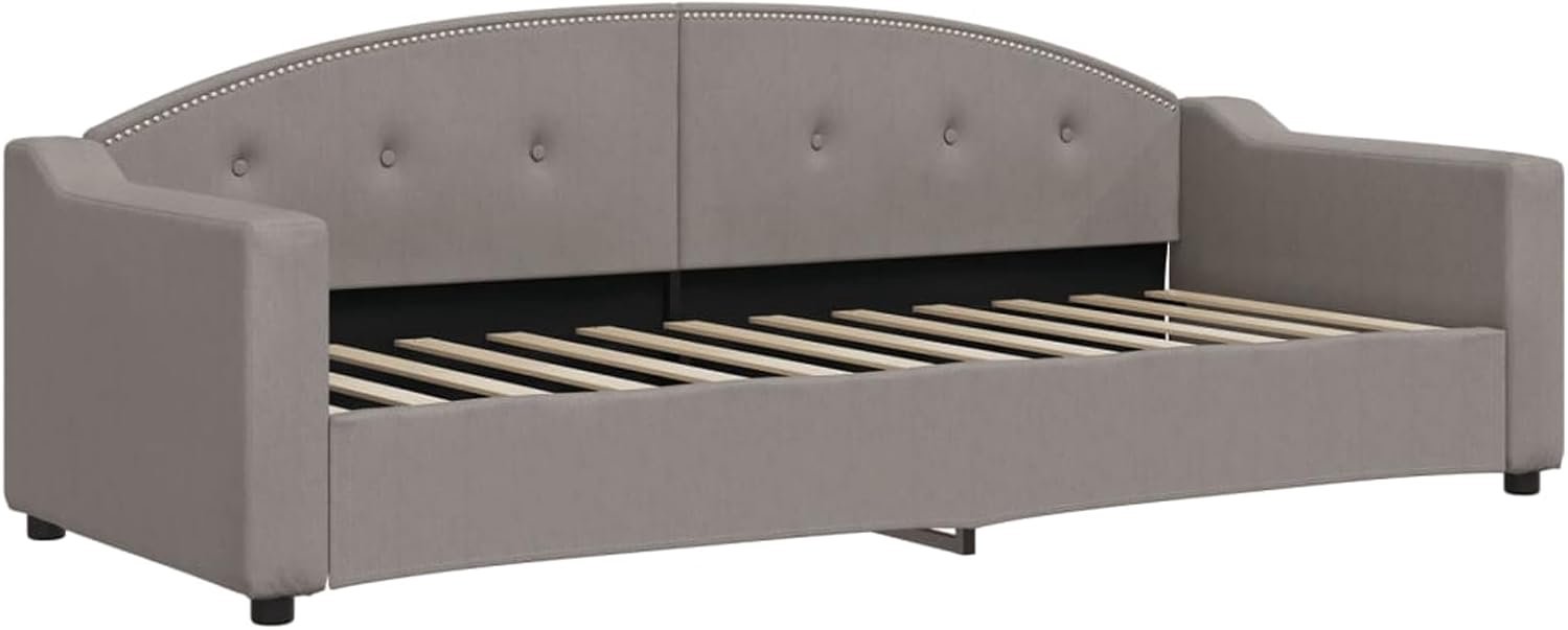 Dagbed 80x200 cm taupe – slaapbank inklapbaar met metalen houten frame & multiplex lattenbodem, 2-in-1 slaapbank voor logeerkamer/woonkamer, stof (100% polyester), incl. latten, zonder matras