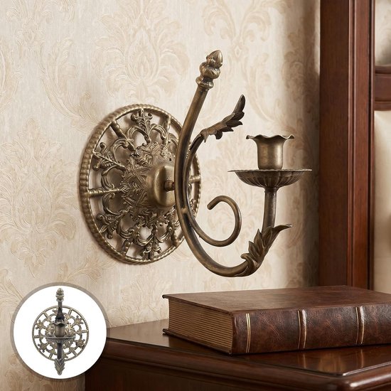 Vintage Wandkandelaar van Ijzer Antieke Wandkaarsenhouder voor Dikke Smalle Kaarsen Rustieke Muurdecoratie voor Woonkamer Slaapkamer Overdekte Veranda — afbeelding 2