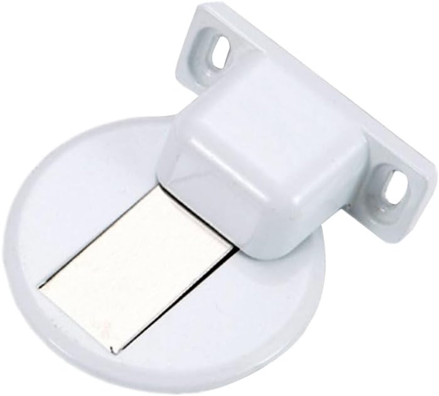 Witte zelfklevende deurstopper metalen magnetische deurstop vloer gemonteerde deurvanger voor appartement, veiligheidsdeuren, bootcabine (plat)