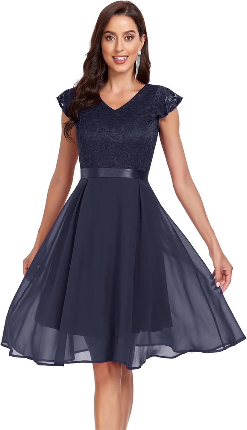 V-Neck Short Sleeve Wedding Dresses Formal Gowns and Prom Evening Dress Wedding Guest Cocktail Dresses