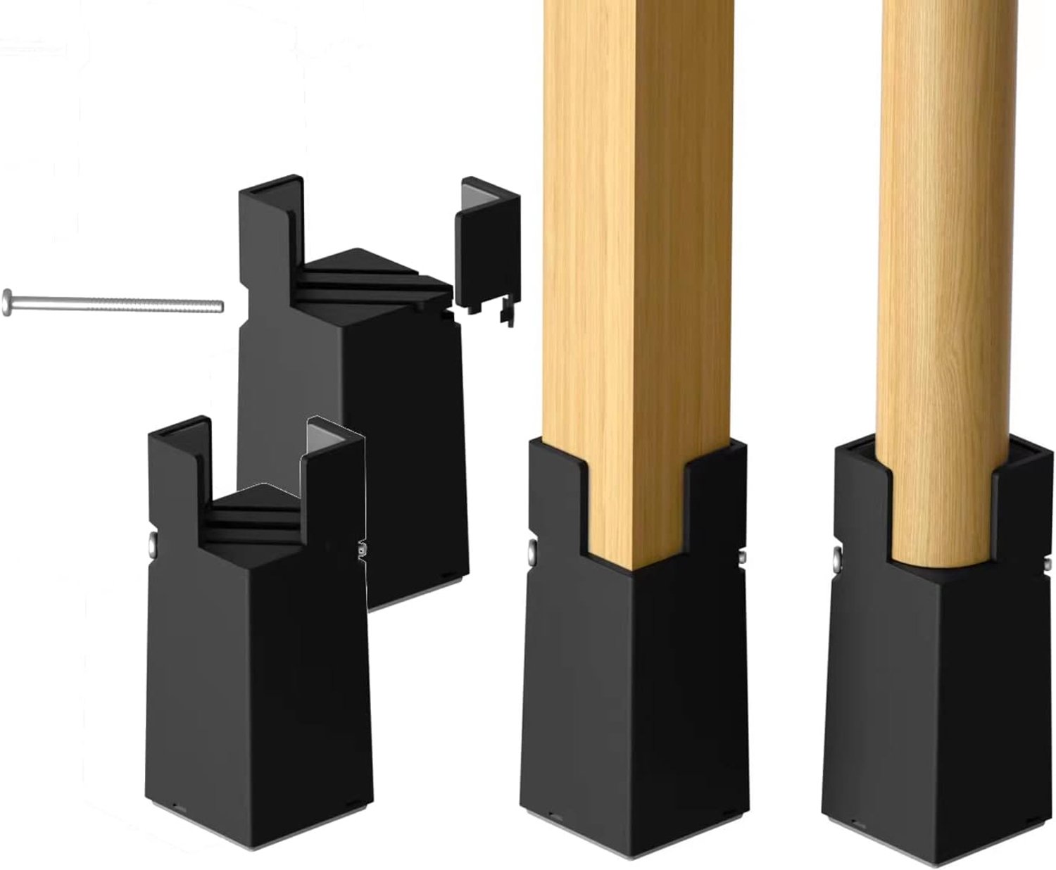 Sephyroth Verstelbare Bed Risers Meubels Risers met Schroefklem. Tafel Been Extenders.Bureaustoel Benen Risers.Fit Heavy Duty Meubels Vierkant/Ronde Been Diameter van 0,8 "- 1,6" 4 STKS (4 Inch Zwart)
