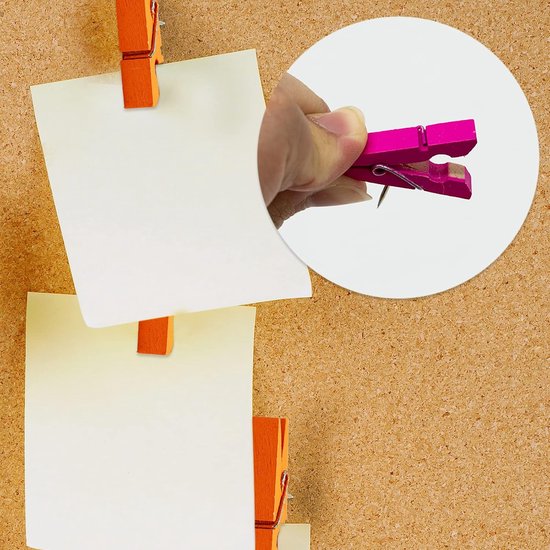 50 stuks push-pinclips, spelden met houten klemmen, meerkleurige houten clips, punaises, creatieve punaises voor kaarten, notities, foto's, school, kantoor, handwerk — afbeelding 4