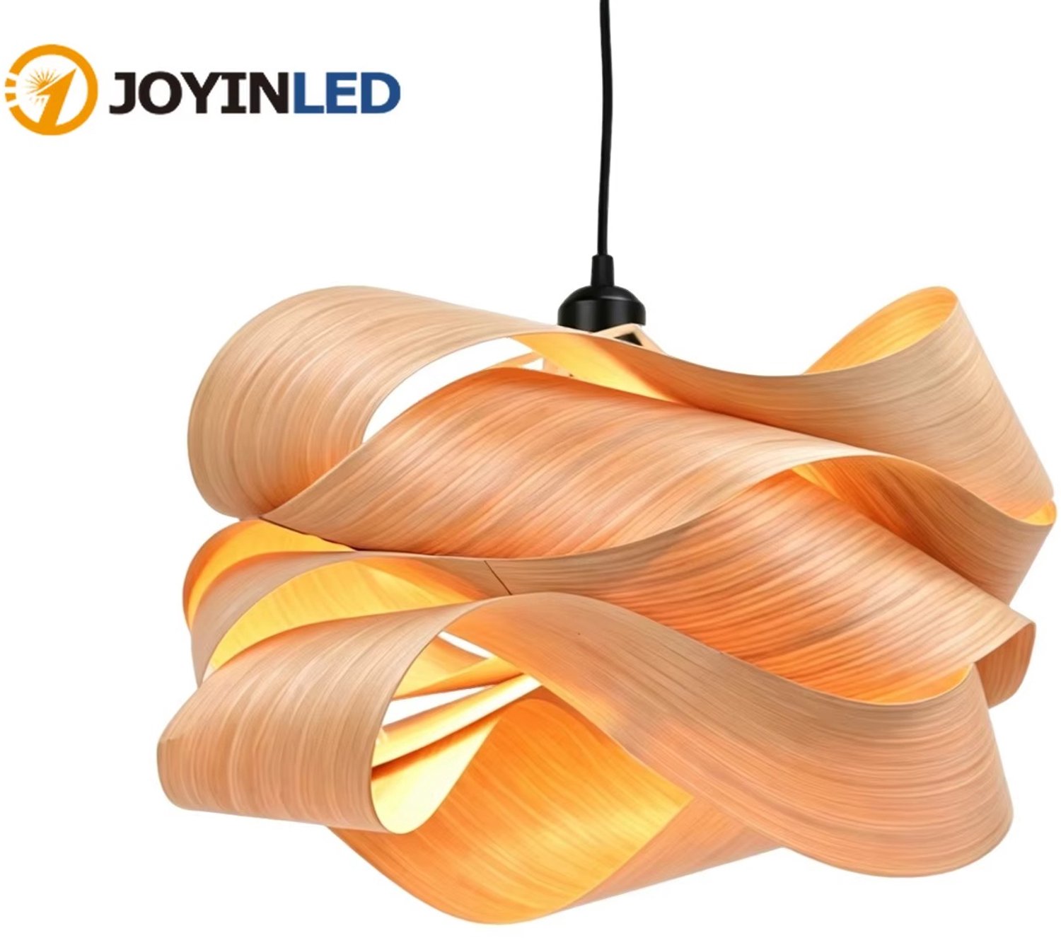CreateEcom hanglamp - kroonluchter - plafondlamp - plafondverlichting - E27 (Geen Lamp inbegrepen) - Moderne Houten Hanglamp - Creatieve Wave Fineer - Hanglamp voor Woonkamer Slaapkamer Japandi Kroonluchter - 45 cm