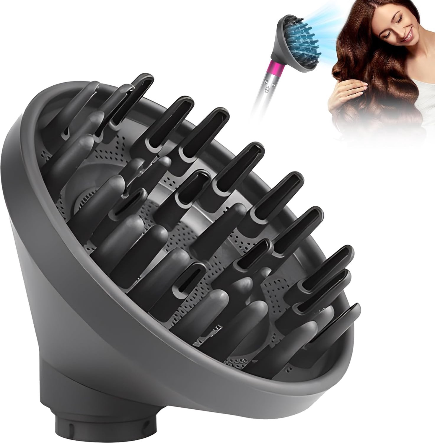 Draagbare haardiffuser voor Dyson Airwrap HS05, HS03, HS01, diffuser voor Styler in een combinatie van haardroger, zwart