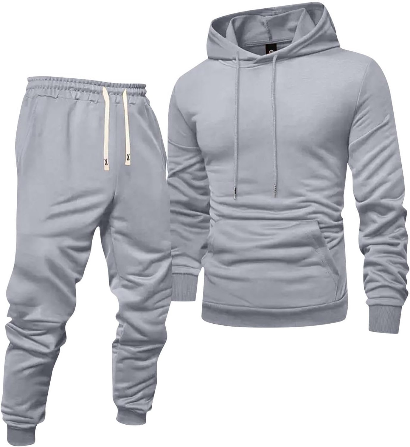 Générique Trainingspak voor heren, joggingpak, sport, 2-delig, katoen, jas, capuchon, broek, trainingspak, comfort, zacht, licht, ademend, casual, modern, A17