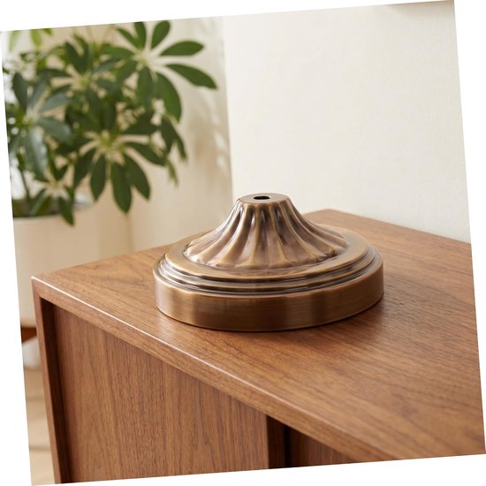 Vintage Ronde Metalen Tafellamp Voet Stevige Gouden Basis met Bovenste Uitgangsgat Duurzame Industriële Lampenvoet voor Bureau Woonkamerdecoratie — afbeelding 3