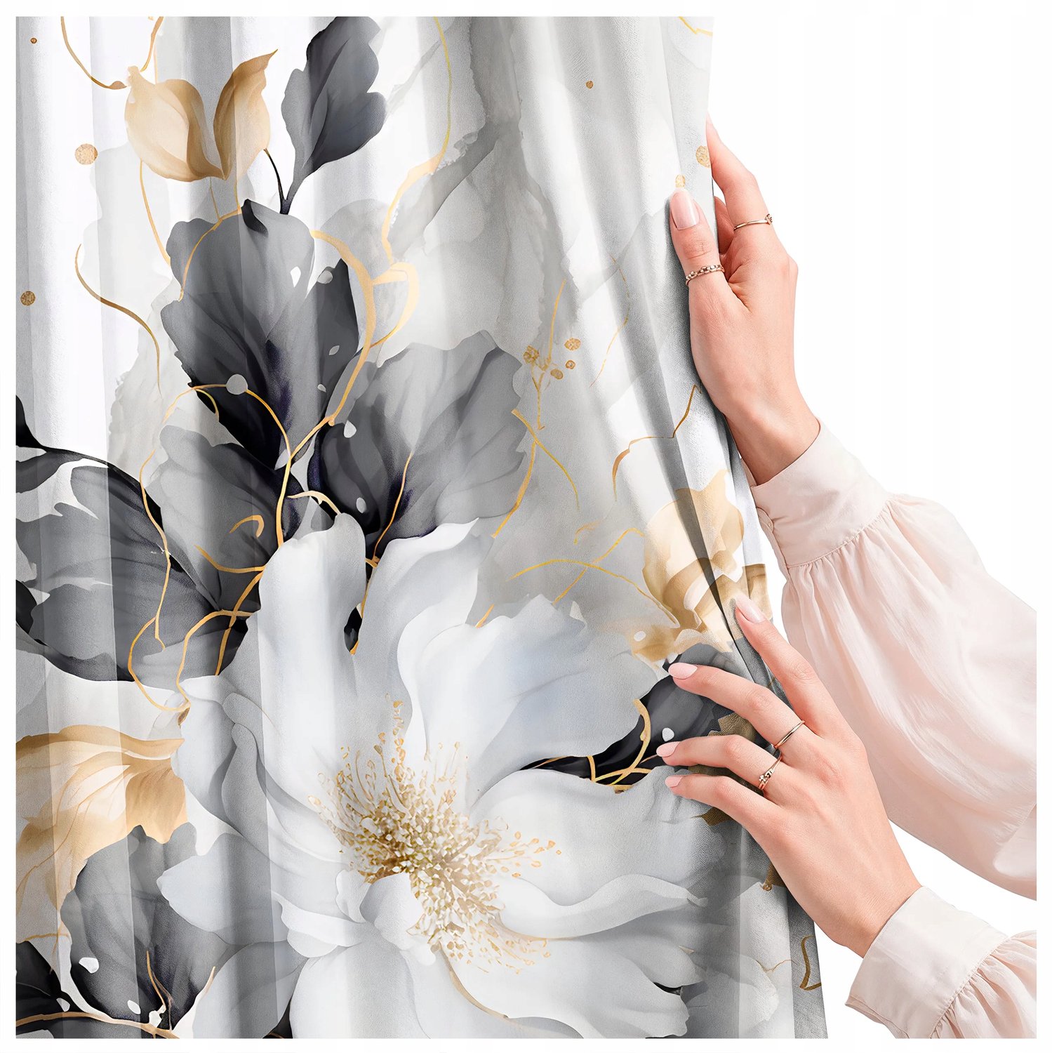Kant-en-klare gordijnen met plooiband 140x240 cm, bloemenpatroon