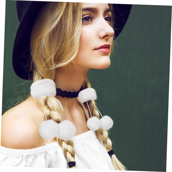 2stuks Fluffy Scrunchies Zachte Pompom Haarbanden Voor Vrouwen Verstelbare Duurzame Haaraccessoires Voor Ponytails Buns Voor Feestjes Dagelijks Gebruik — afbeelding 5