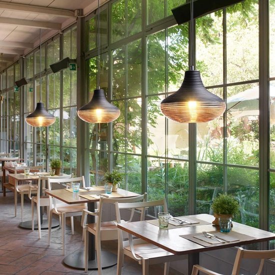 Vintage Boerderij Glazen Hanglampen Eiland Keuken Geribbeld Amberkleurig Glas Turkse Industriële Plafond voor Eetkamer Slaapkamer Restaurant Bar Loft — afbeelding 4