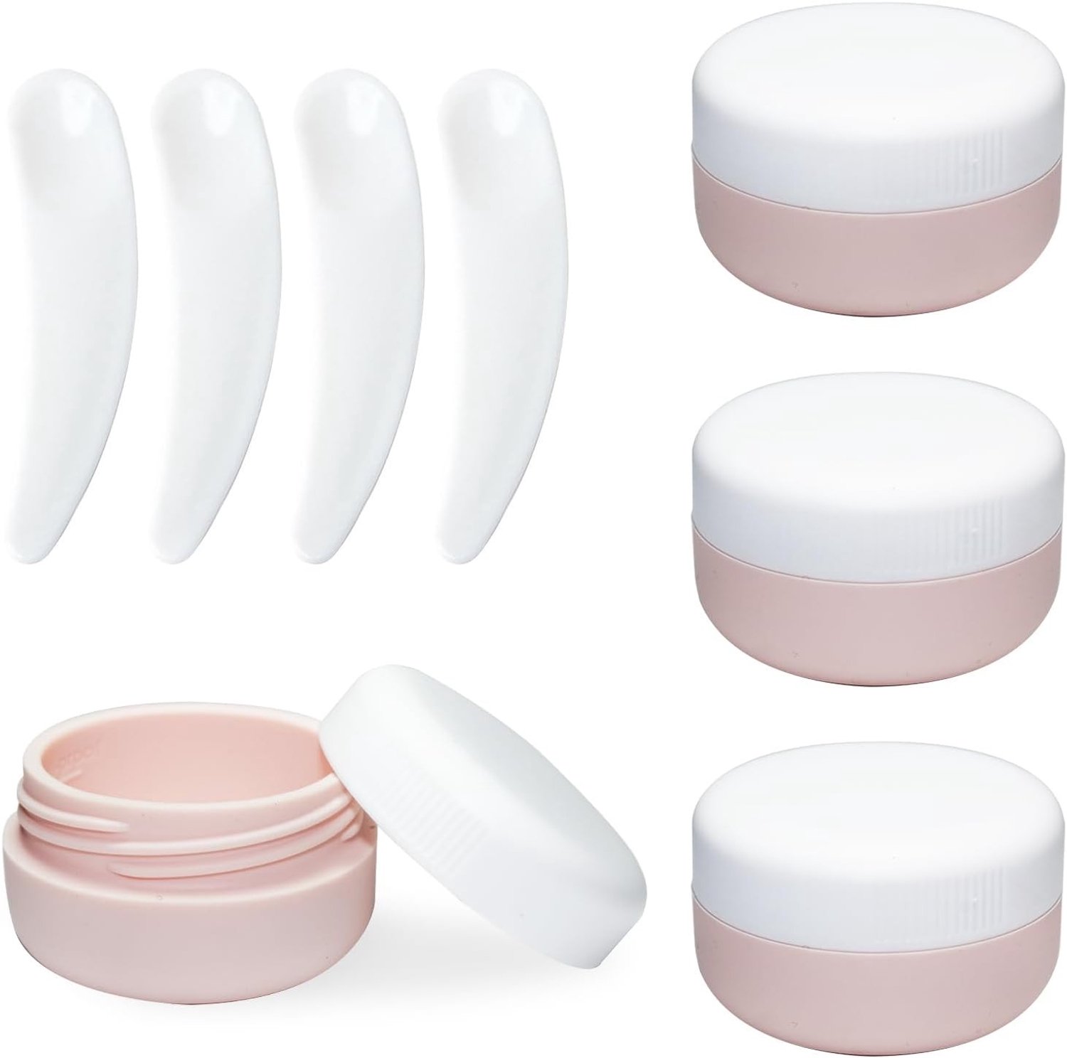 Set van 4 herbruikbare 30ml siliconen potjes voor crèmes met 4 mini spatels - Ideaal voor reizen, cosmetica en opberging