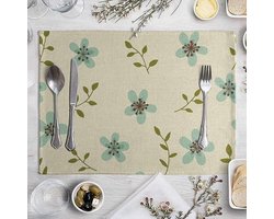 Daesar Placemats met bloemen en bladeren - Afwasbaar - Antislip - 40 x 30 cm
