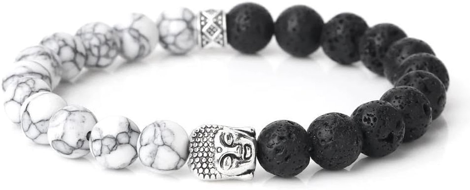 Tibetan Buddha Head Bracelets 8MM Natural Stone Lava