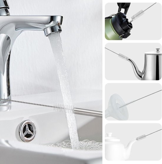 10 stuks rietreinigingsborstel, extra lange nylon flessenborstel, babyflesborstel, herbruikbare rietborstel voor het wassen van glas, siliconen, metalen rietjes, theepot, uitloop, melkfles — afbeelding 5