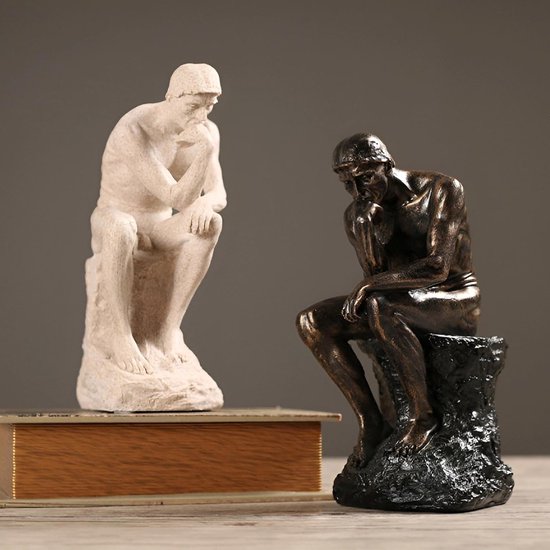 Syfunlv Denker Standbeeld, zandsteen, lezen, denker, beeldje, 26 cm, gepersonaliseerde abstracte ornamenten, moderne figuren, esthetische sculptuur, voor kantoor, woonkamer, bureau, kamerdecoratie — afbeelding 4
