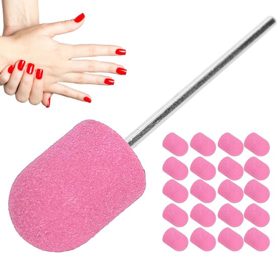 Lyrlody Nagelschuurband, Boor Nail Art Polijsten Schuurdop Set met Fijn Schuurpapier voor Glas Kunststof Metaal Steen Keramische Tegels 10x15mm (PINK) — afbeelding 5