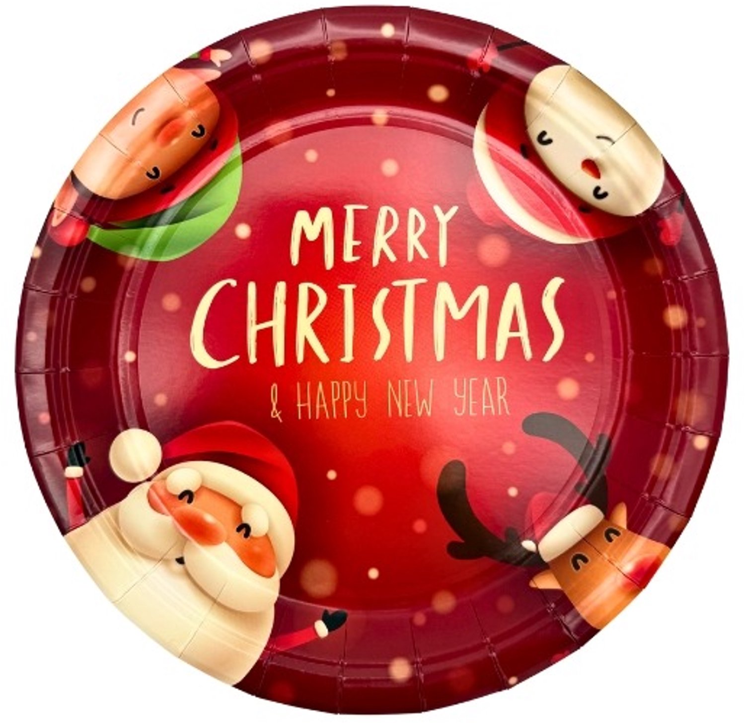 Kartonnen Borden Merry Christmas Friends - Ø22,5cm - 10 stuks
