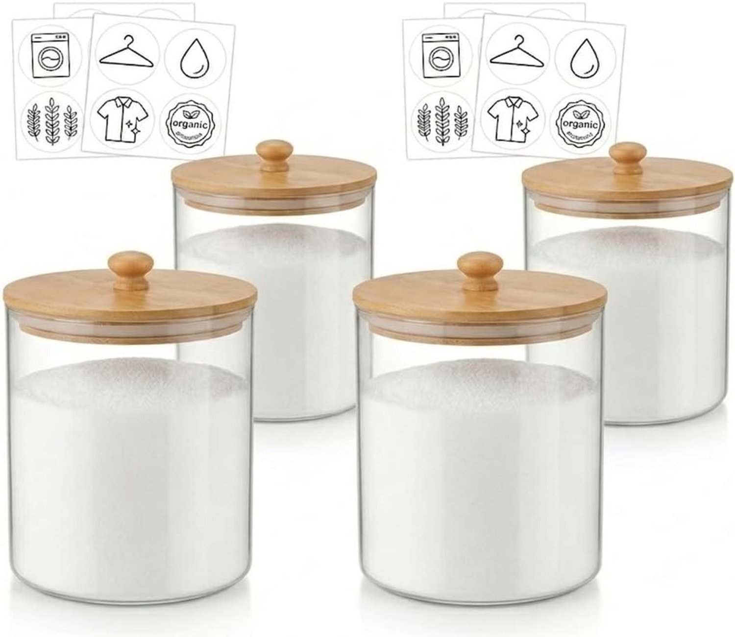 4 Stuks Hoge Capaciteit Plastic Opbergdozen voor Waspoeder en Vloeibaar Wasmiddel