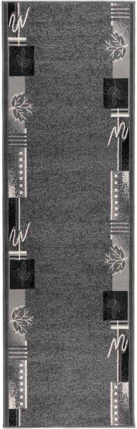vidaXL Lopers - Tapijt - FLORNES - Geweven - Grijs - Bladeren - 80 - x - 300 - cm - PP