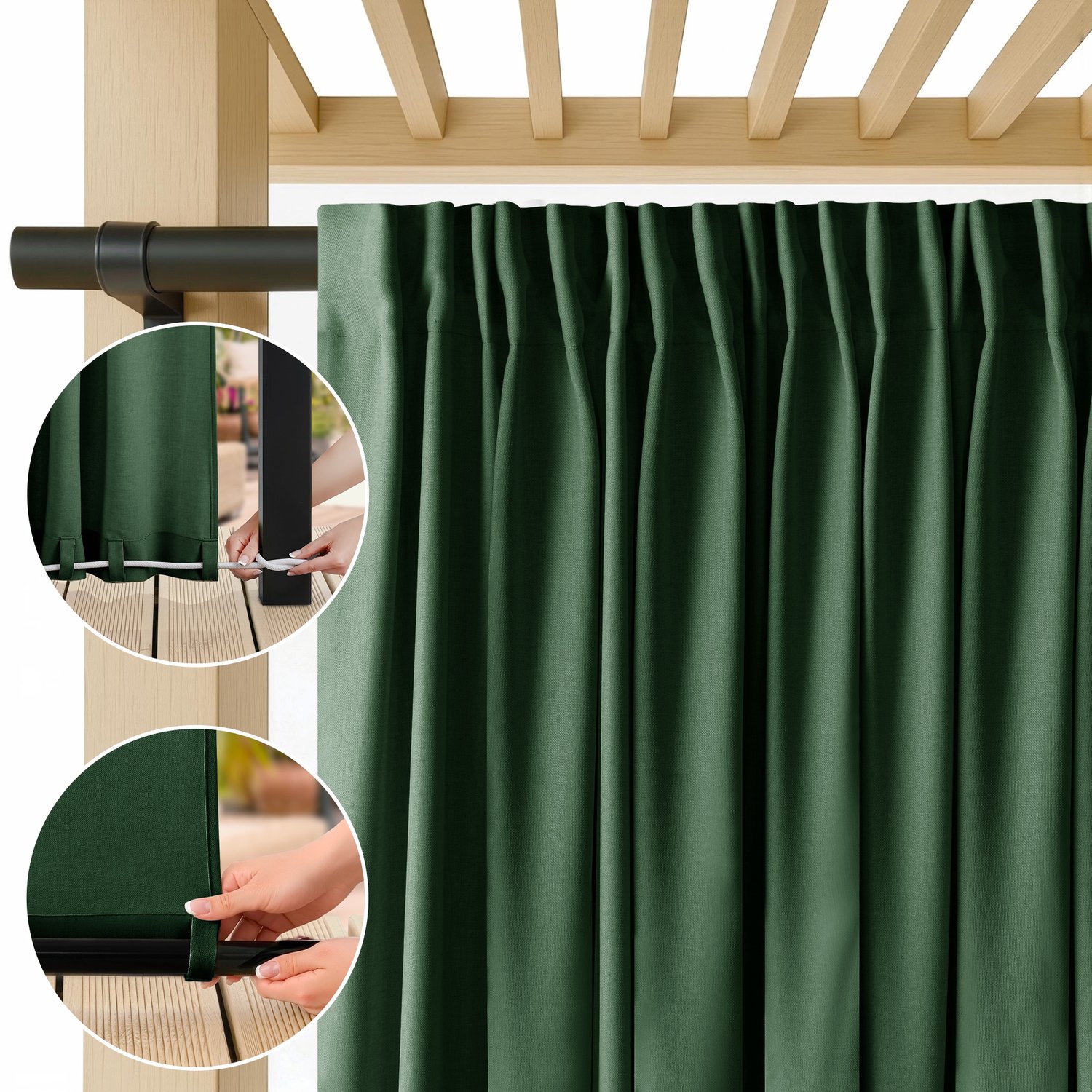 FILUMI Tuindoek Linnenlook Waterdicht Groen 200x220cm