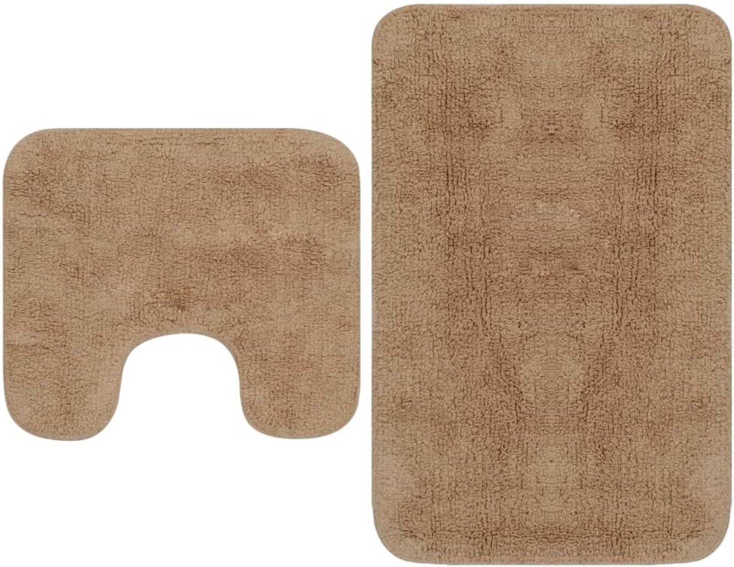 Badmattenset, 2-delig, van 100% katoen, beige, antislip badmat en wc-mat, absorberend, antistatisch, onderhoudsvriendelijk