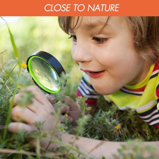 3 stuks 10 x magnifierglas voor kinderen, leesglas, antislip handglas, 75 mm grote magnificerende glazen voor close-werk, insect, wetenschap en hobby-observatie (inclusief tas) — afbeelding 3