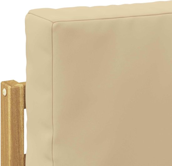 2 Stuks Buiten Bankenset Polyester Wit Beige Massief Acaciahout Weerbestendig Tuinmeubelen Modulair Ontwerp voor Terras Balkon met Kussens Inclusief 110kg Draagkracht — afbeelding 5