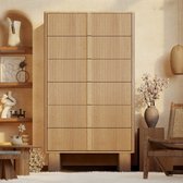 Luxe Hoge Ladekast met 6 Laden-130 cm – Licht Eiken