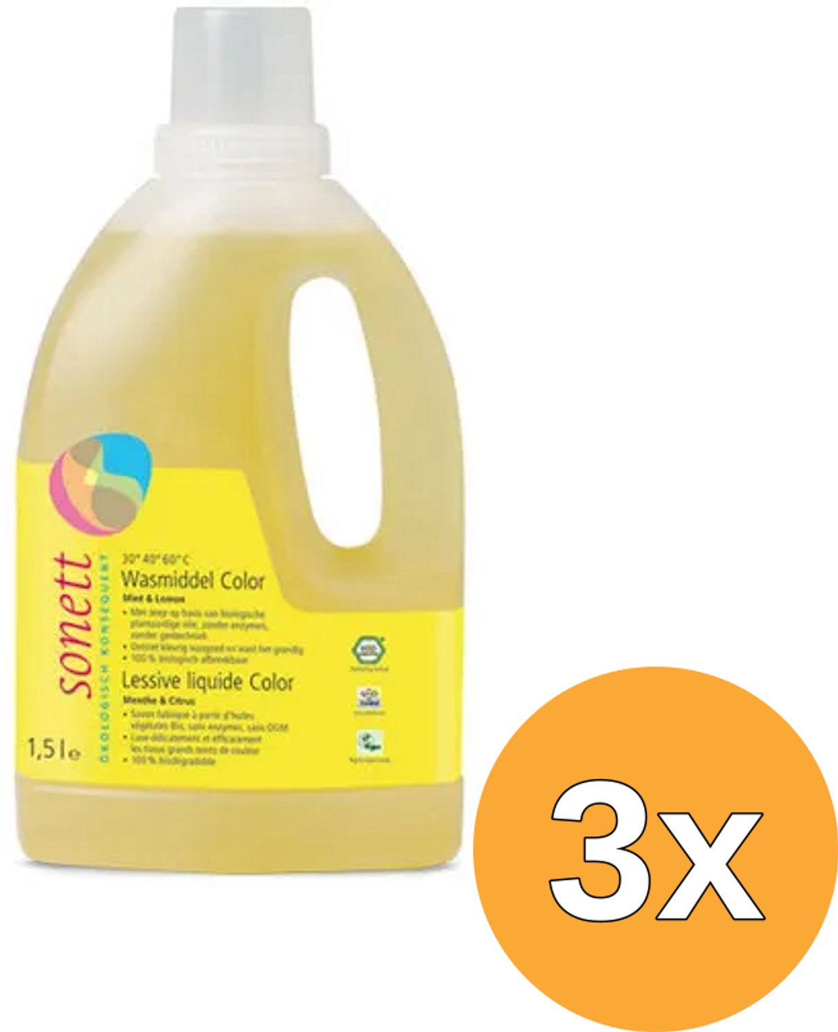 3x Sonett Wasmiddel Vloeibaar Color (1500 ml)
