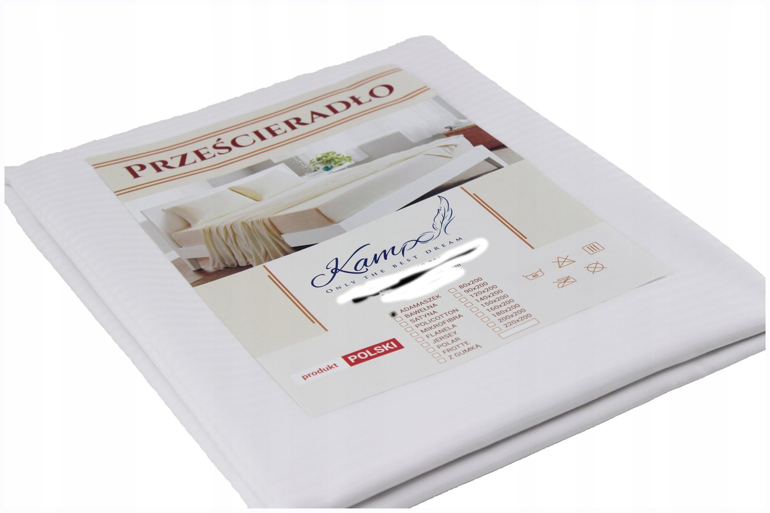 Kam-Pol 100% Katoenen Hotel Laken Adamaszek 240x260cm Streep 4mm Wit