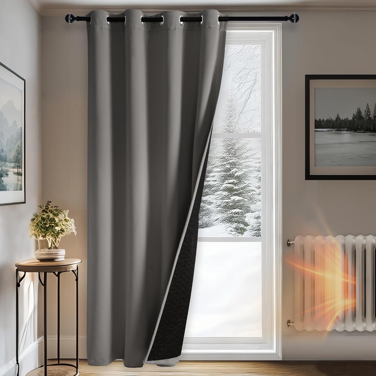Thermische verduisteringsgordijnen 140 x 260 cm - Grijs, dubbele laag - Bescherming tegen kou - ShopVlot