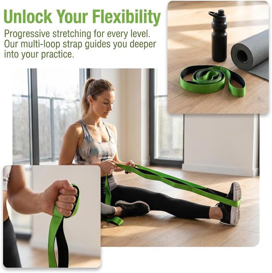 Yoga Stretching Band met 12 Lussen voor Effectieve Rek- en Flexibiliteitsoefeningen — afbeelding 3