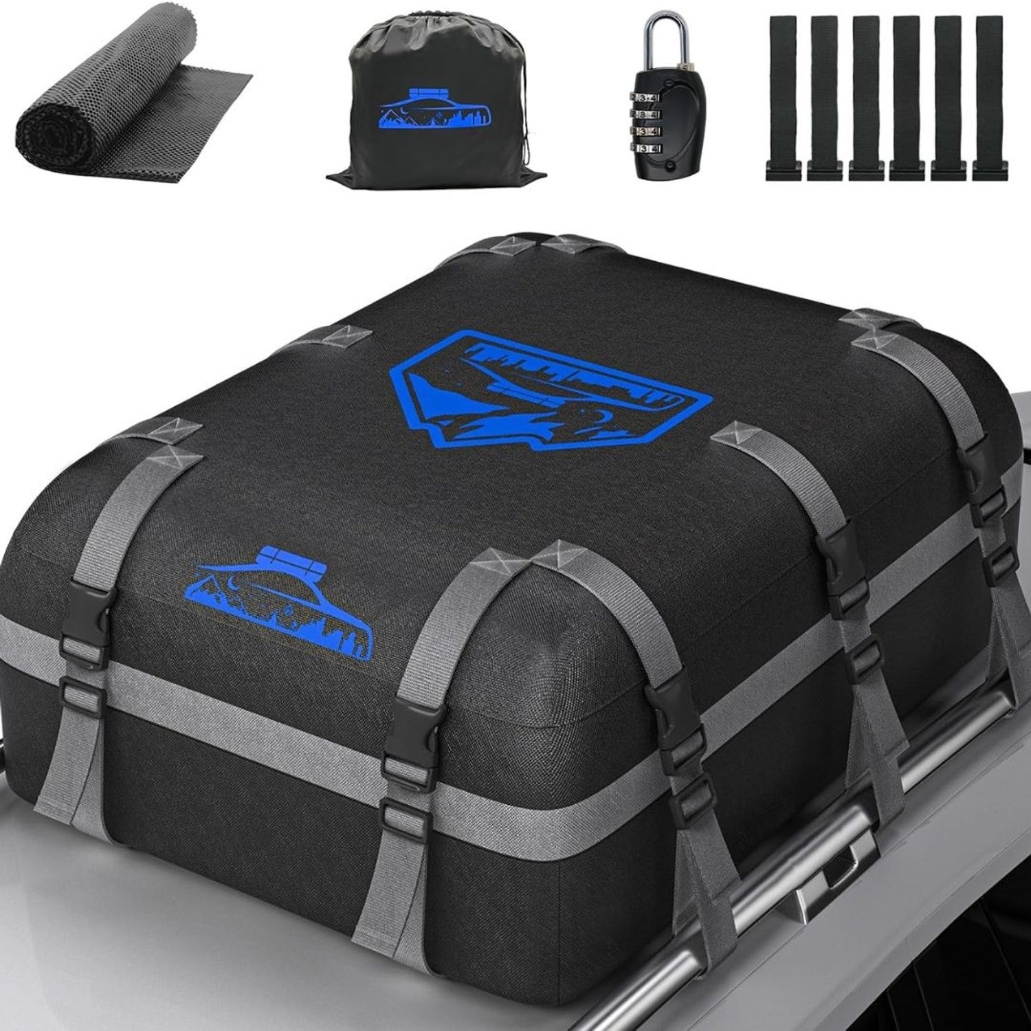 KLS® Dakkoffer - Dakkoffer Opvouwbaar - Auto Dakkoffer - Zwart - 36cm x 28cm x 20cm