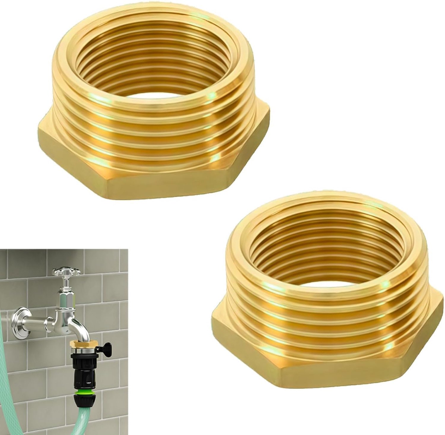 Hose adapter 3/4 naar 1/2 inch - messing - corrosiebestendig - ideaal voor water en gas - ShopVlot