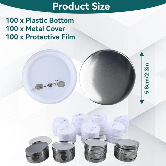 100 Stuks Blanco Knopen Maken Benodigdheden, Ronde Badge Button Pins Voor Button Maker Machine, 58mm — afbeelding 4