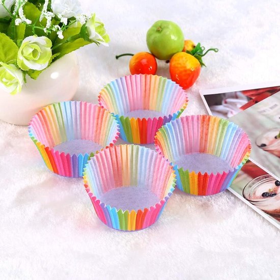 Grade Cupcake Liner Cake-papiervorm, 100 Stuks Kleurrijke Bakbekers voor Het Bakken van Taartdecor — afbeelding 3