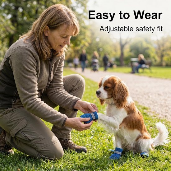 4 stuks zomerschoenen voor honden, netschoenen voor honden, ademende zomerschoenen voor honden, zomerschoenen voor honden voor kleine honden, pootbescherming (blauw, L) — afbeelding 4