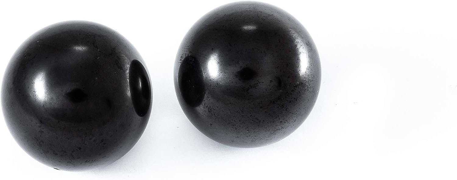SN NATURSTEIN UG - Shungite bollen 3 cm gepolijst | Edelsteen uit Karelië - 2 stuks