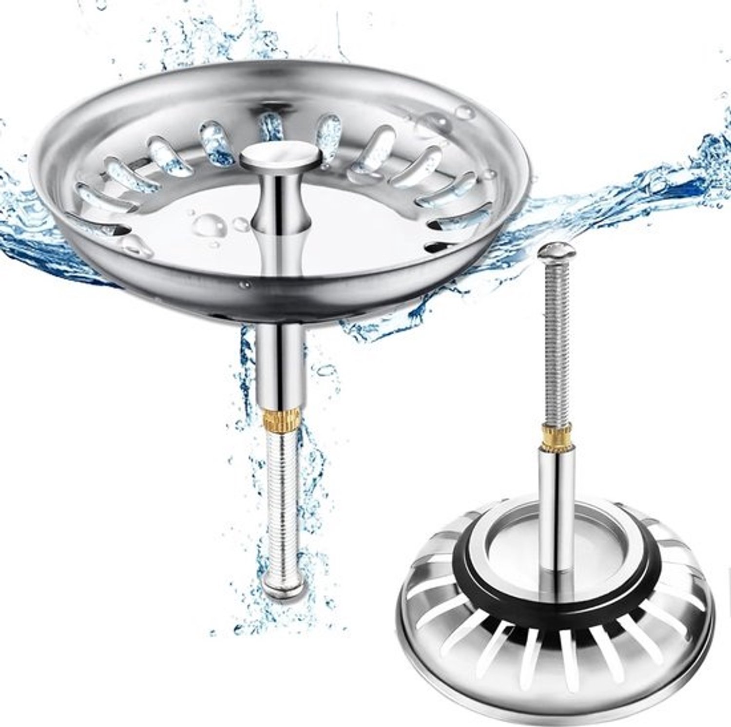 Gootsteenzeef - RVS | Afvoerplug ter vervanging - Voor keuken en badkamer | 80 mm diameter