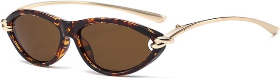 Retro Cat Eye Sunglasses Oval Sunglasses for Women 90s Small Trendy Cat-Eye Glasses Gold Frame UV400 Protection - ShopVlot — afbeelding 3