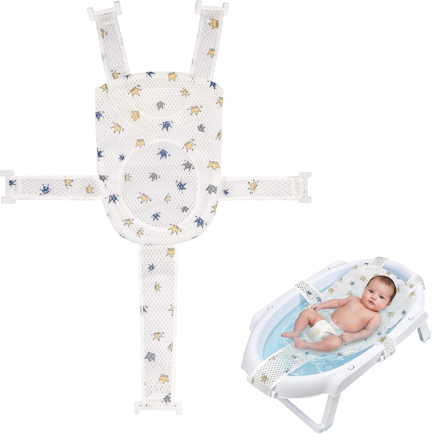 Comfortabel Baby Badkussen voor Pasgeborenen, Bad Hammock met 5 Veiligheidsbanden, Ademend en Antislip Ontwerp, Eenvoudig te Installeren