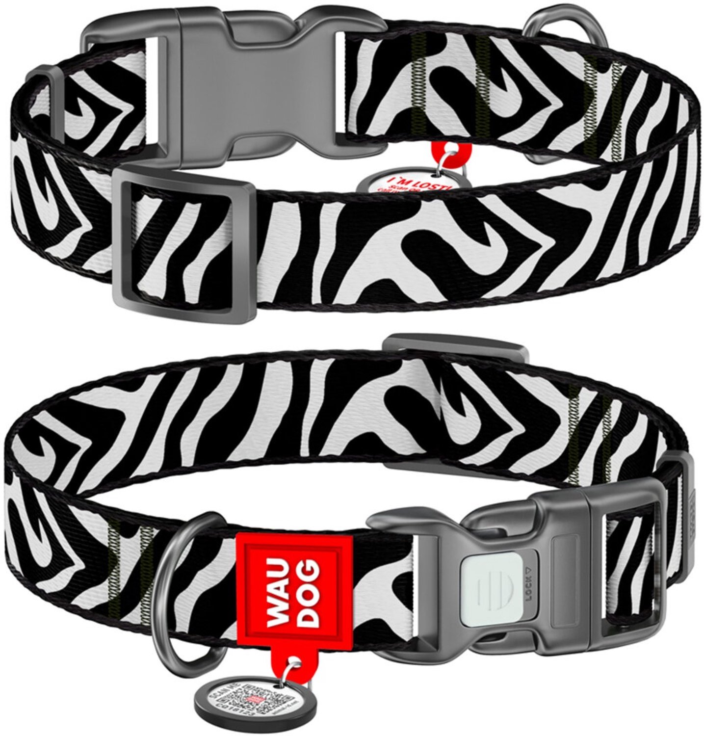 WAUDOG - Halsband hond Zebra - Nylon - Maat S - 15 mm