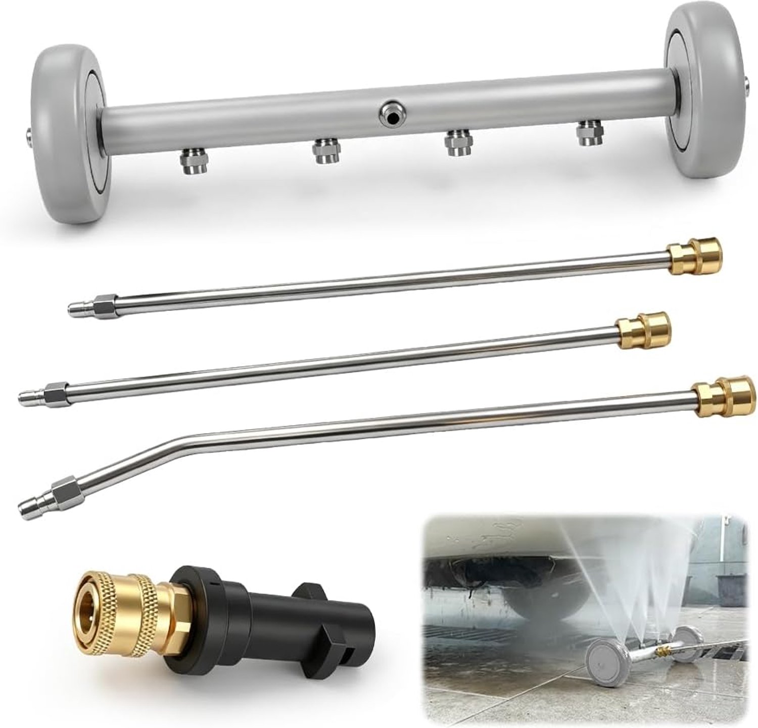 High Pressure Washer, Car Floor Cleaner, Underfloor Washing System, with 3 Extension Tubes and 1/4 Inch Quick - ShopVlot