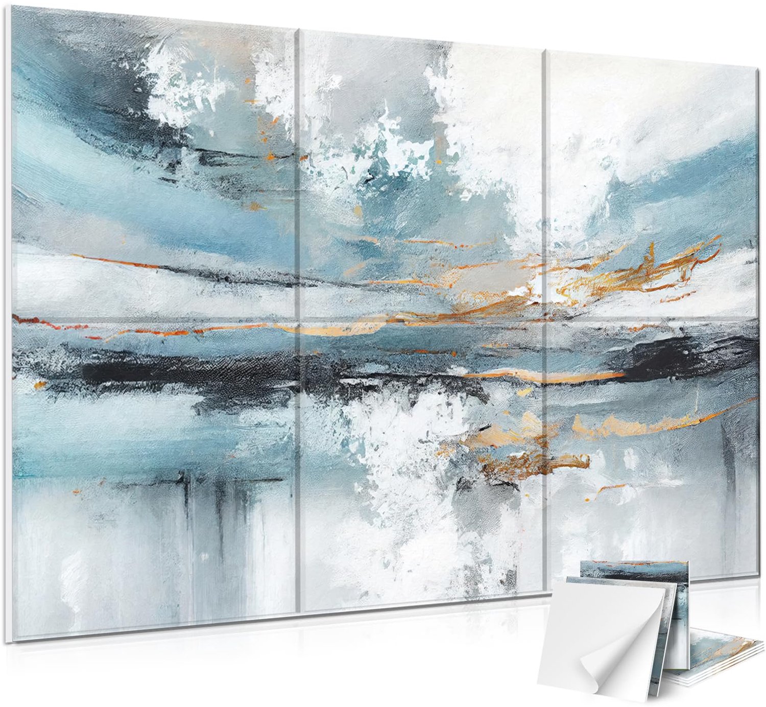 JBER Art Akoestische panelen, set van 6 zelfklevende grote muurkunst, schilderijen voor wanddecoratie - ShopVlot