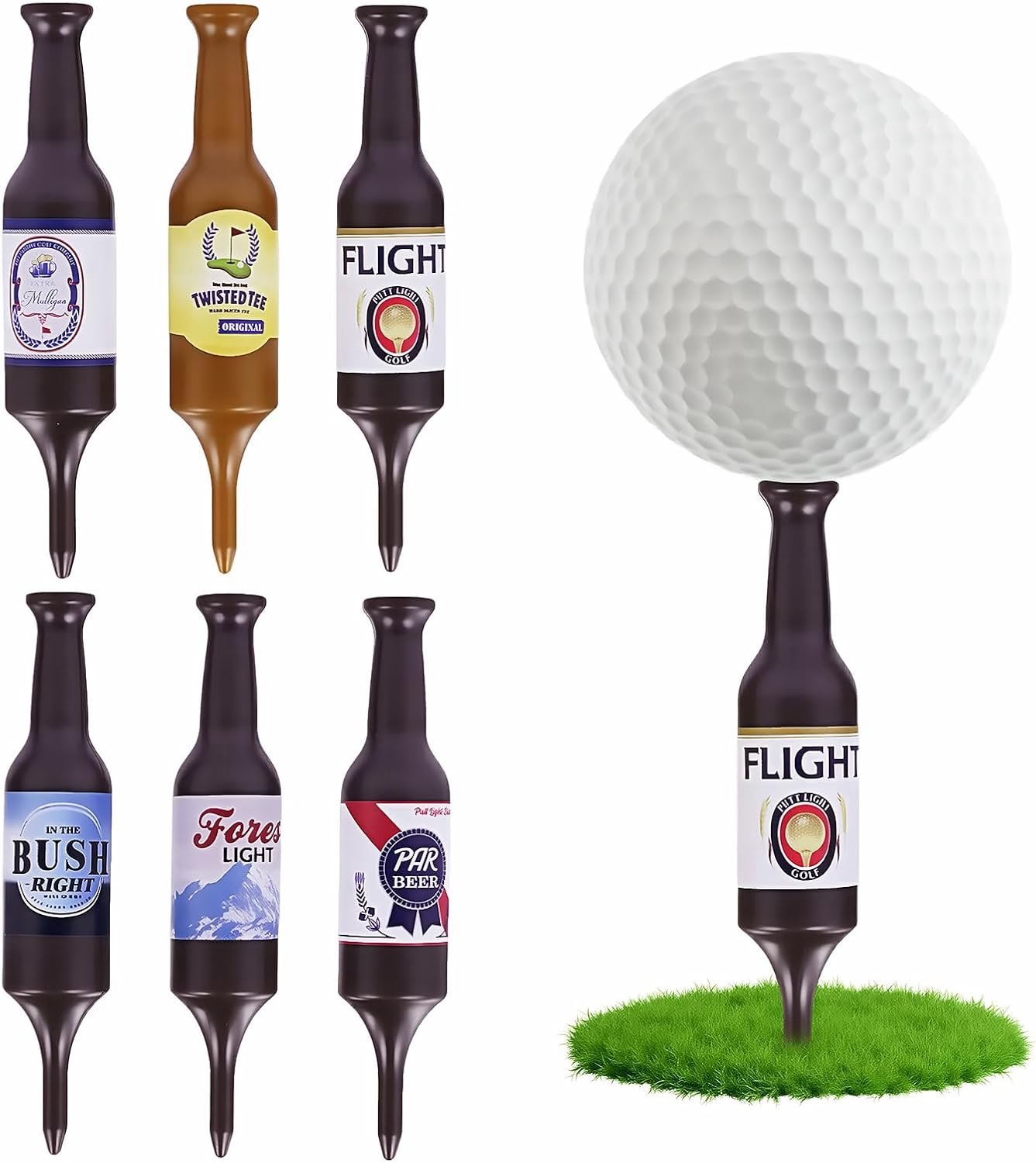 Golfthee voor bierflessen, 6 stuks grappige golfthee, van duurzaam kunststof, golfcadeau, cadeau voor mannen - ShopVlot