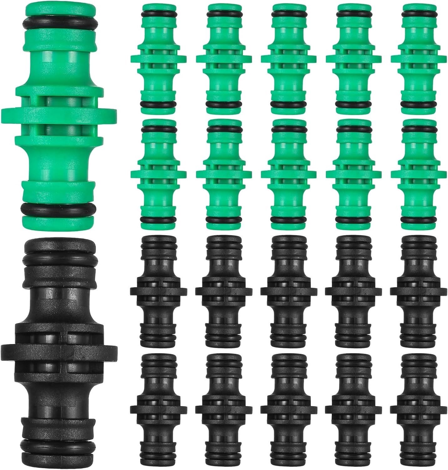 20 Stuks Dubbele Mannen Slangverbindingen, Plastic Slangconnectoren voor Tuinwater, 1/2 Inch Slangkoppelingen en Fittingen