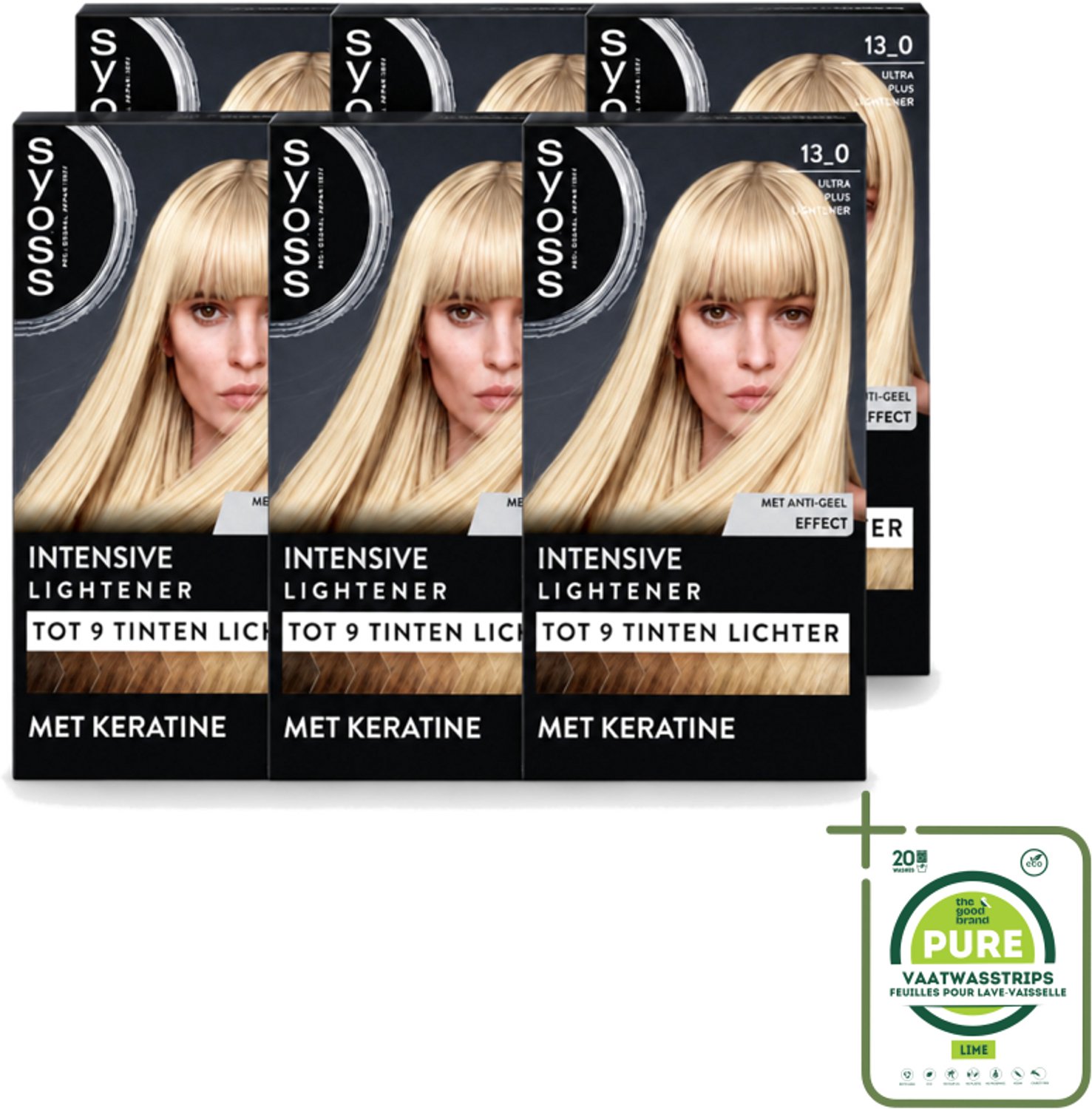6 x SYOSS - Coloration 13-0 Ultra Plus Lightener - Haarverf - Grijsdekking - Vermindert Haarbreuk - Maximale Oplichting - Grootverpakking - Vaatwasstrips - Haarkleur - Oplichting - Grijsdekking - Keratine - Haarkleuring